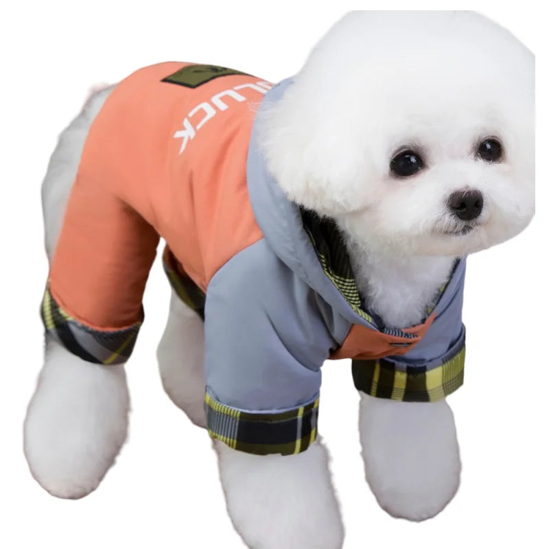 Mono impermeable para mascotas, ropa de invierno de forro polar para perros, abrigo con anilla en D