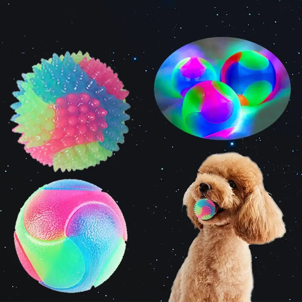 Pelota luminosa para mascotas con luces LED, forma de cachorro, elástica, intermitente, de colores, de TPR, juguete interactivo para gatos y perros pequeños.