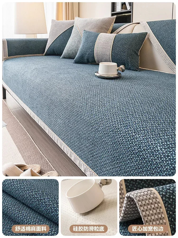 Funda de sofá de chenilla Universal Four Seasons, antiarañazos para mascotas