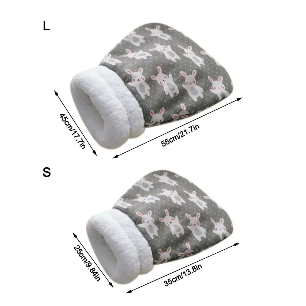 Lindo saco de dormir de peluche para gatos, tipo cueva con bolsillo, invierno