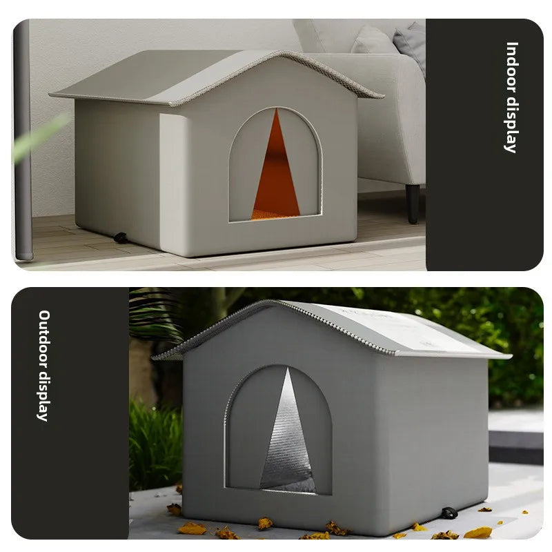 Casita impermeable para perros y gatos callejeros, ideal para exteriores, cálida y acogedora para el invierno. Perfecta para dormir en casa. Plegable y lavable. Para perros pequeños y cachorros.