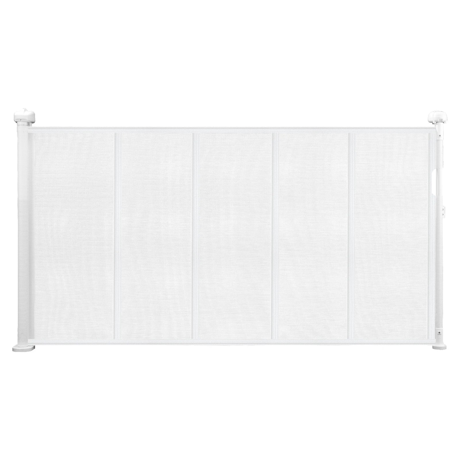 Puerta de seguridad retráctil SucceBuy de 55/71/110 pulgadas, 34 pulgadas de alto, se extiende ampliamente, ideal para niños y mascotas. Material de malla. Fácil de instalar.