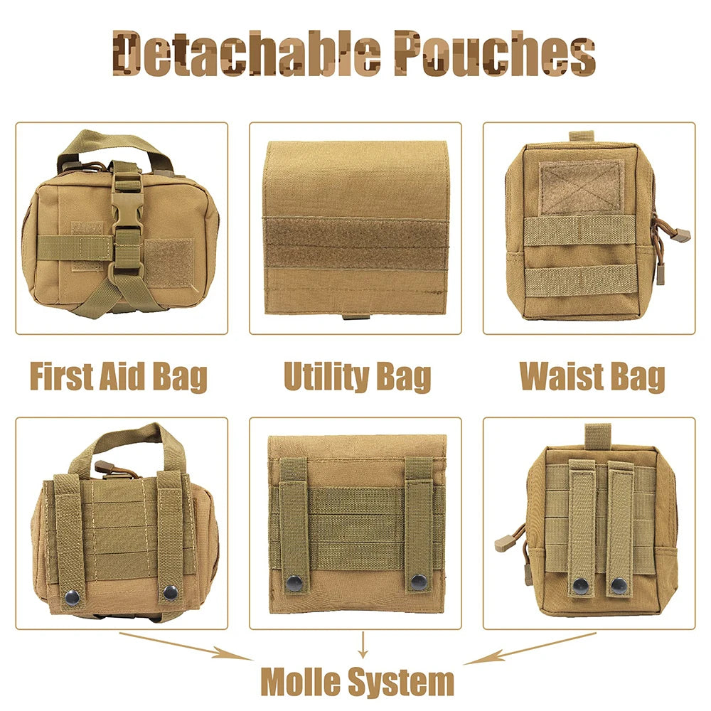 Arnés táctico grande para perros con bolsillos. Chaleco para mascotas. Arnés militar con asa. Apto para perros de servicio que no tiran. Ideal para paseos, entrenamiento y senderismo.