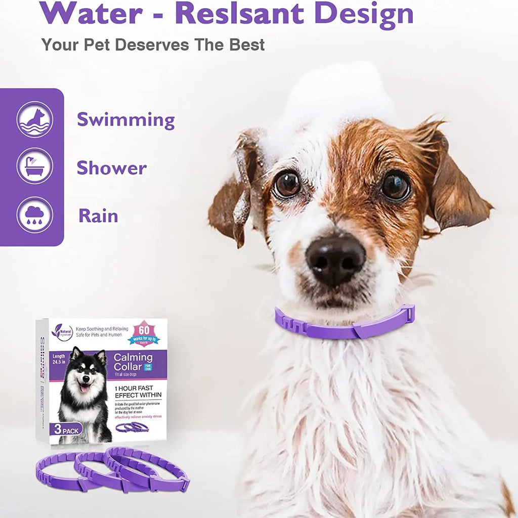 Collar calmante para mascotas, ajustable, para gatos y perros, que reduce la ansiedad y las feromonas.