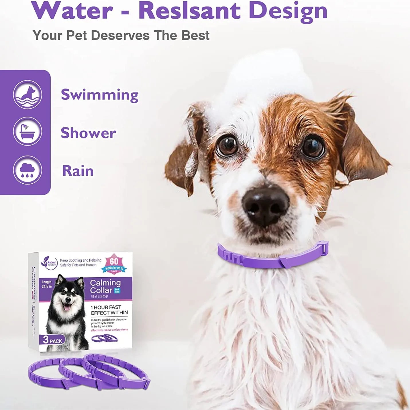 Collar calmante para mascotas, ajustable, para gatos y perros, que reduce la ansiedad y las feromonas.