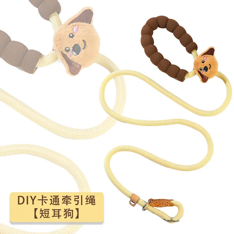 Correa para perro, nueva, hecha a mano, con dibujos animados, para pasear al aire libre.