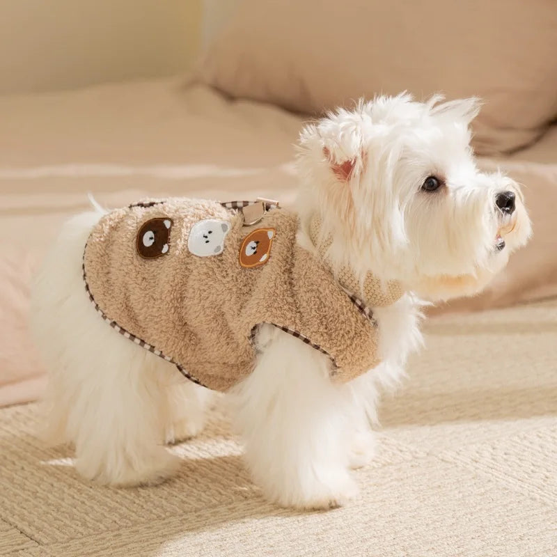 Lindo abrigo polar para perro con forma de oso y pato, ropa de otoño e invierno para cachorros, disfraz para mascotas, ropa para gatos, chihuahua, bulldog francés, chaleco tipo chaqueta