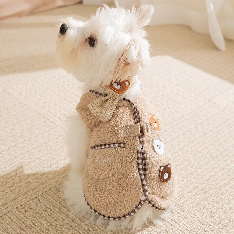 Cute Bear Duck Fleece Dog Coat Autumn Winter Puppy Clothes Pet Costume Cat Clothing Chihuahua French Bulldog Dog Vest Jacket