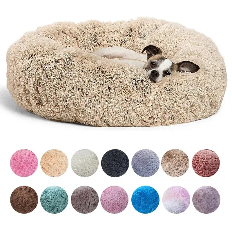 Cama redonda para mascotas de 40-90 cm para perros grandes, cama supersuave para gatos, casita de felpa larga para perros medianos, ideal para dormir en invierno.