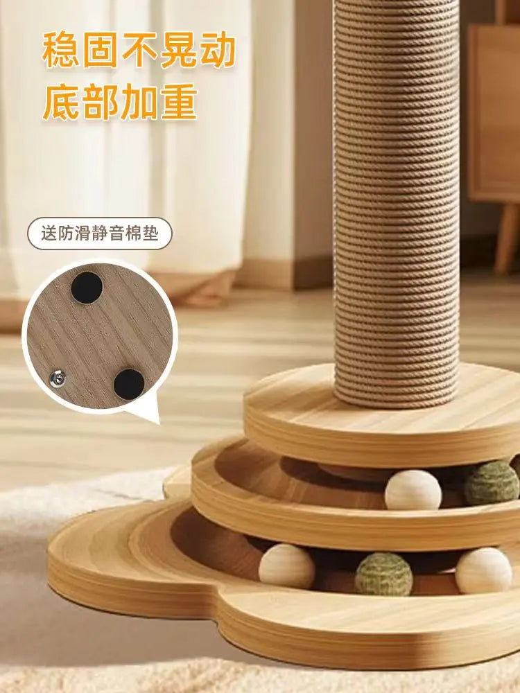 El rascador para gatos es resistente al desgaste y no suelta pelusa. La columna rascadora está hecha de cáñamo de sisal y se utilizan juguetes para gatos.