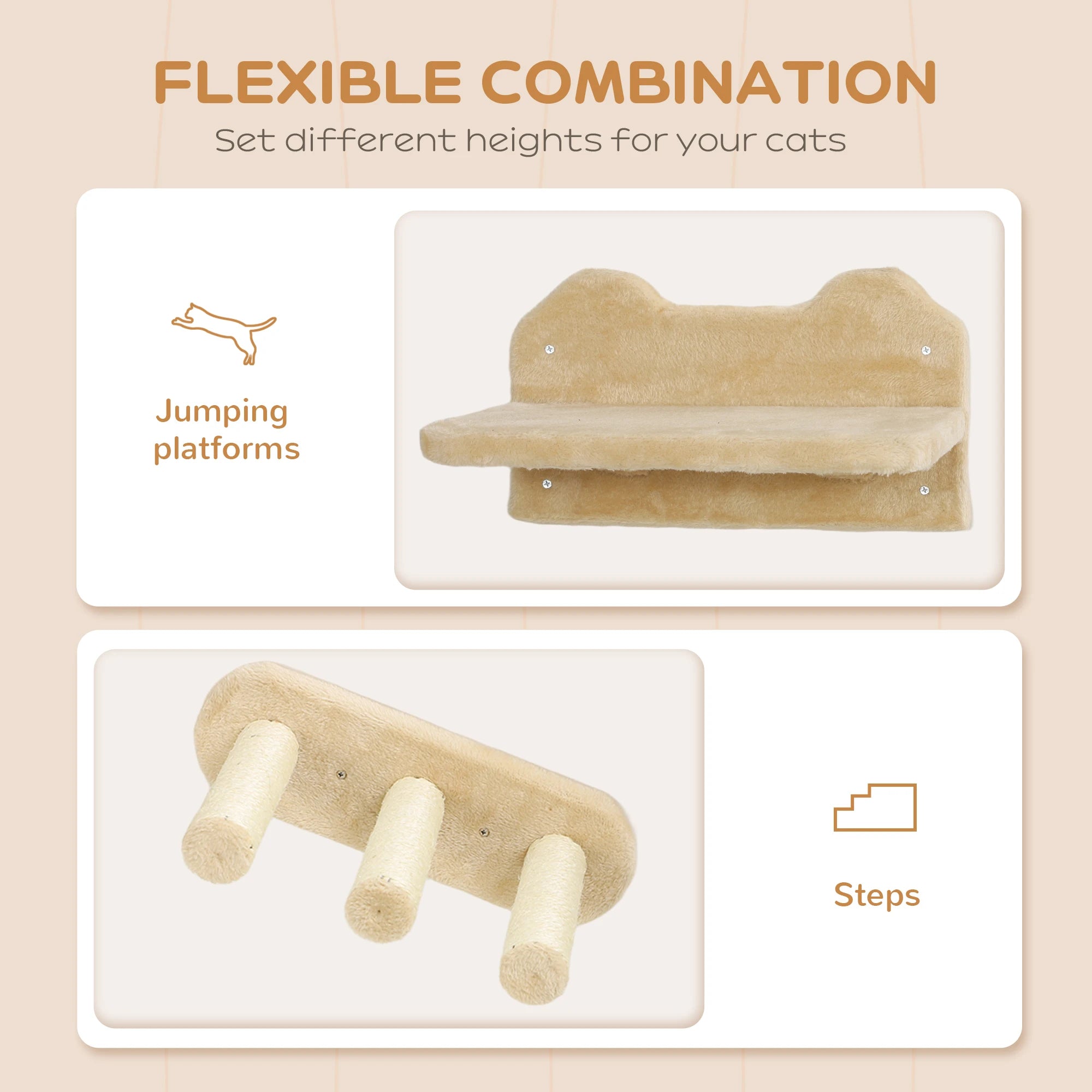 Conjunto de pared de 3 piezas para gatos