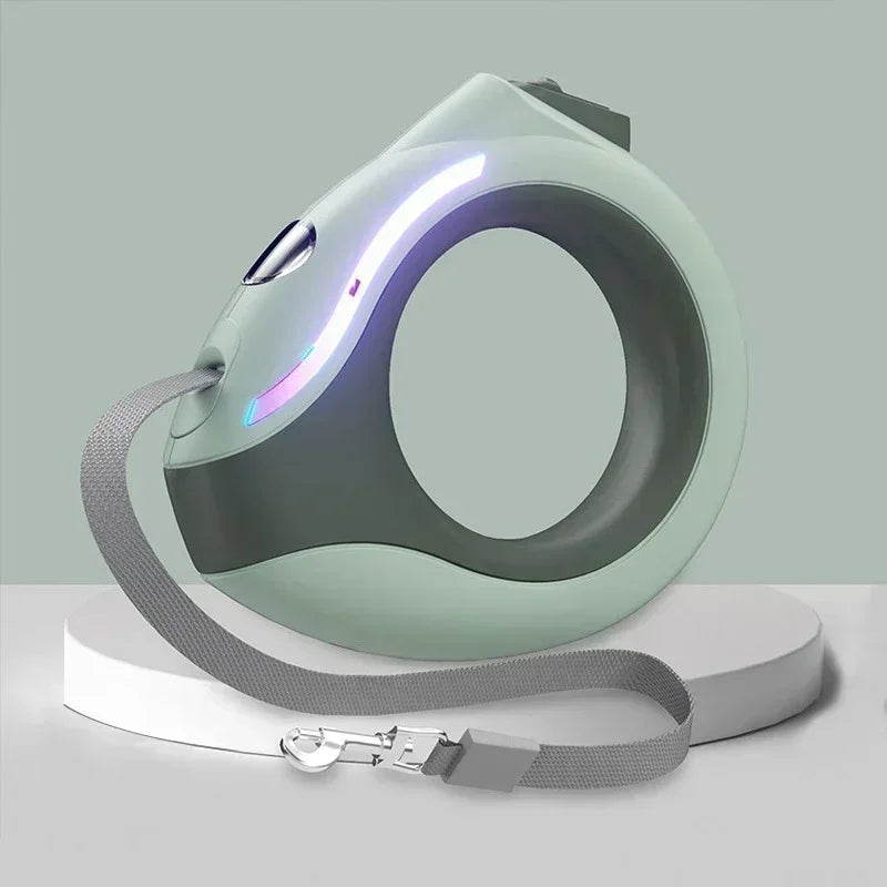 Correa luminosa y duradera de 3 m para perros, retráctil automática, de nailon, extensible, para pasear y correr cachorros.