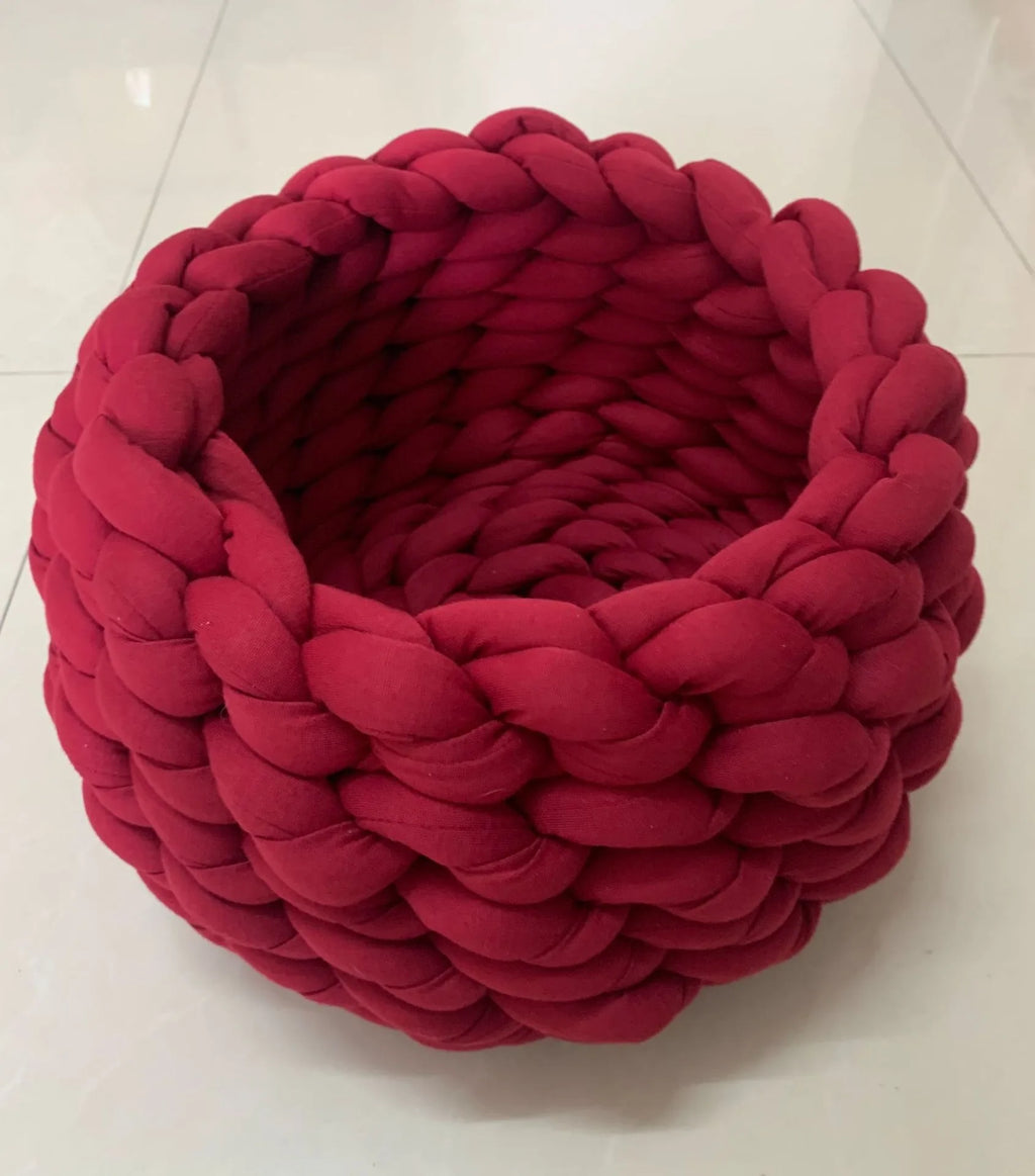 Nido para mascotas Weave Pet Nest, caseta para perros de tejido grueso, diámetro de 30 a 60 cm, cálida, desmontable, lavable, redonda, para gatos, disponible en todas las estaciones.