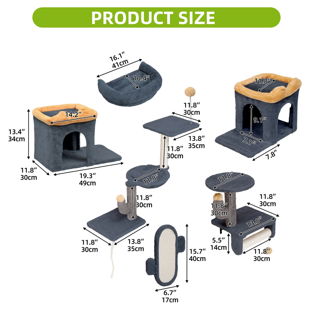 Juego de escalada de pared para gatos, de 7 piezas