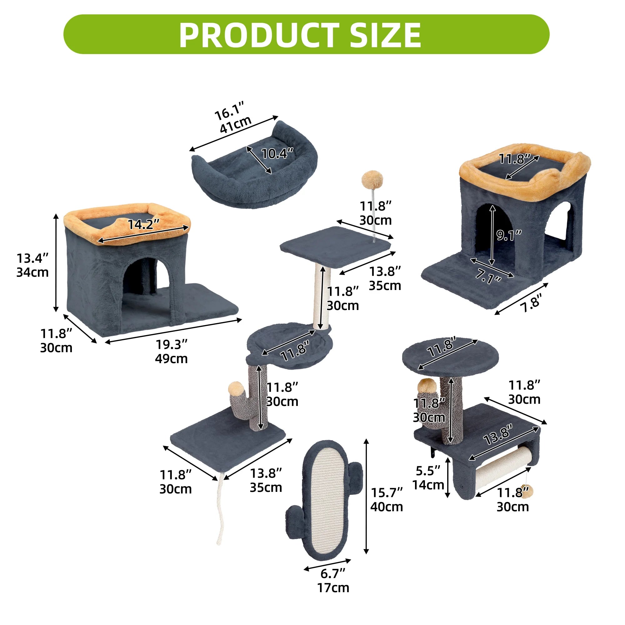 Juego de escalada de pared para gatos, de 7 piezas