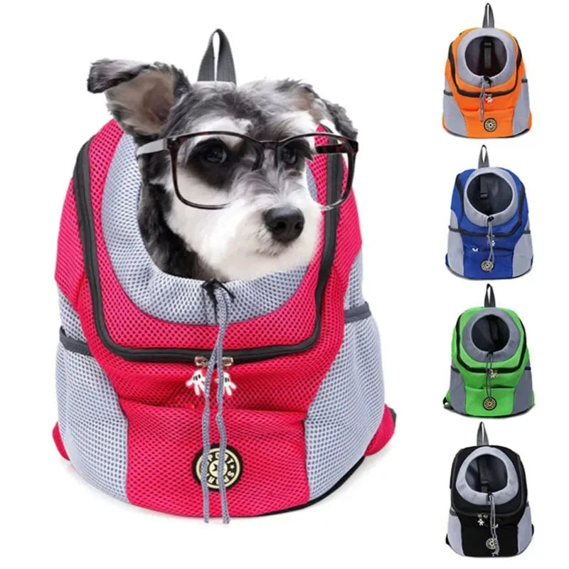 Nueva mochila de viaje portátil de doble hombro, transportín para perros, bolsa frontal de malla para mascotas