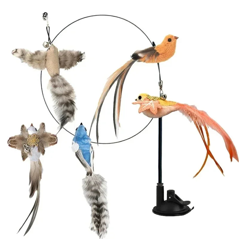 Juguete interactivo para gatos con forma de pájaro, divertido y divertido, con forma de pavo real y cascabel. Ideal para gatitos y mascotas.