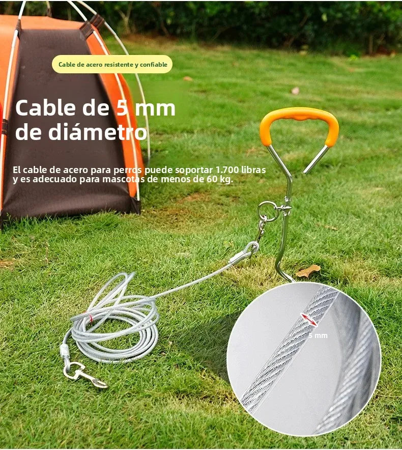 CLS Outdoor Pet Perno de acero para estaca de exterior para mascotas, cadena de alambre de acero