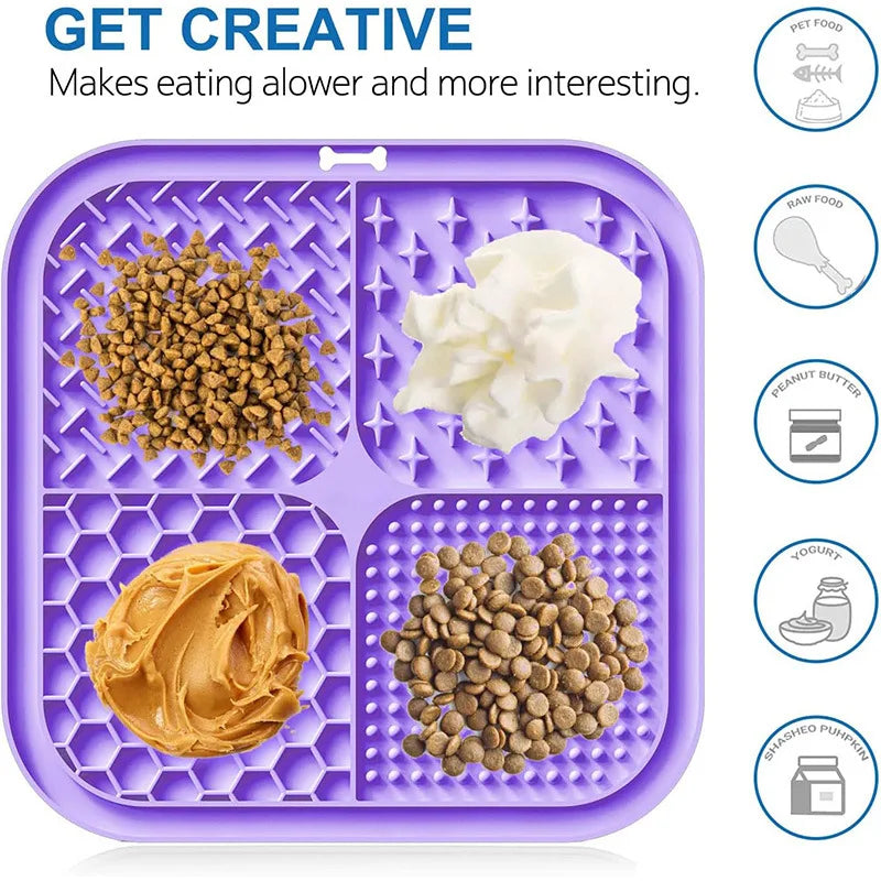 Tapete lamedor de silicona para mascotas con ventosa para comida de mascotas, tapete lamedor para alimentación lenta, comedero anti-asfixia.