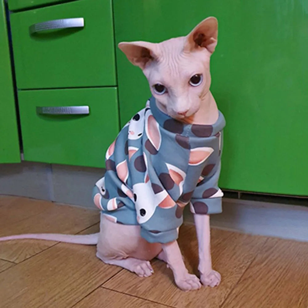 Ropa de invierno para gatos Sphynx, abrigo cálido de forro polar con capucha para cachorros y mascotas