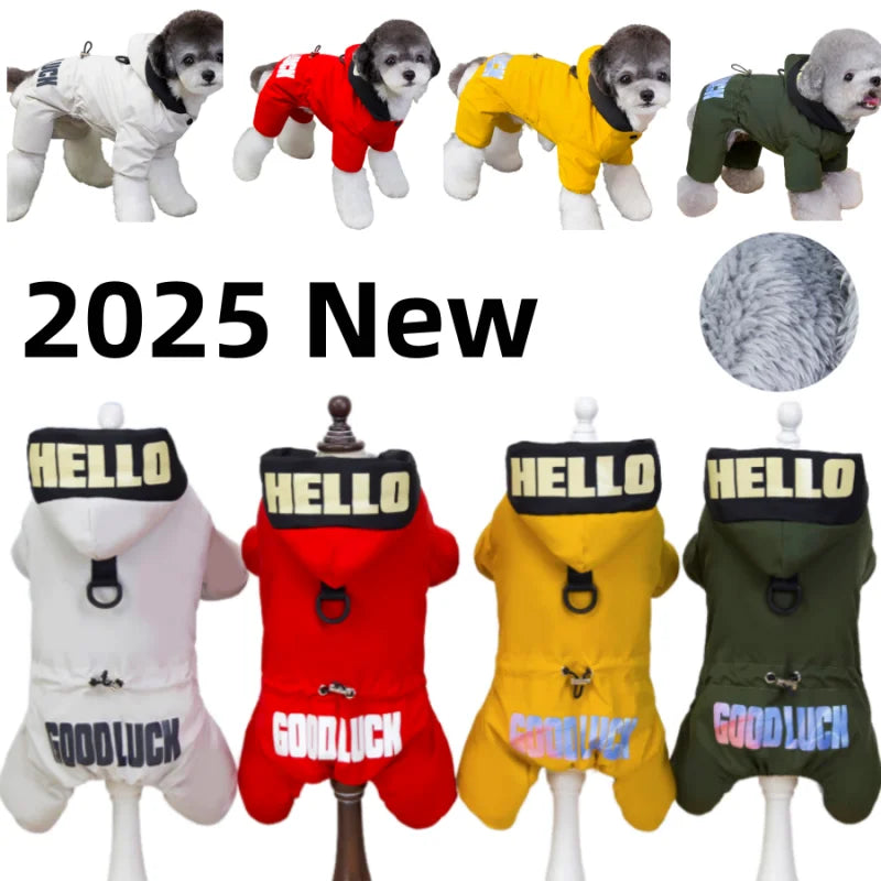 Mono impermeable para mascotas, ropa de invierno de forro polar para perros, abrigo con anilla en D