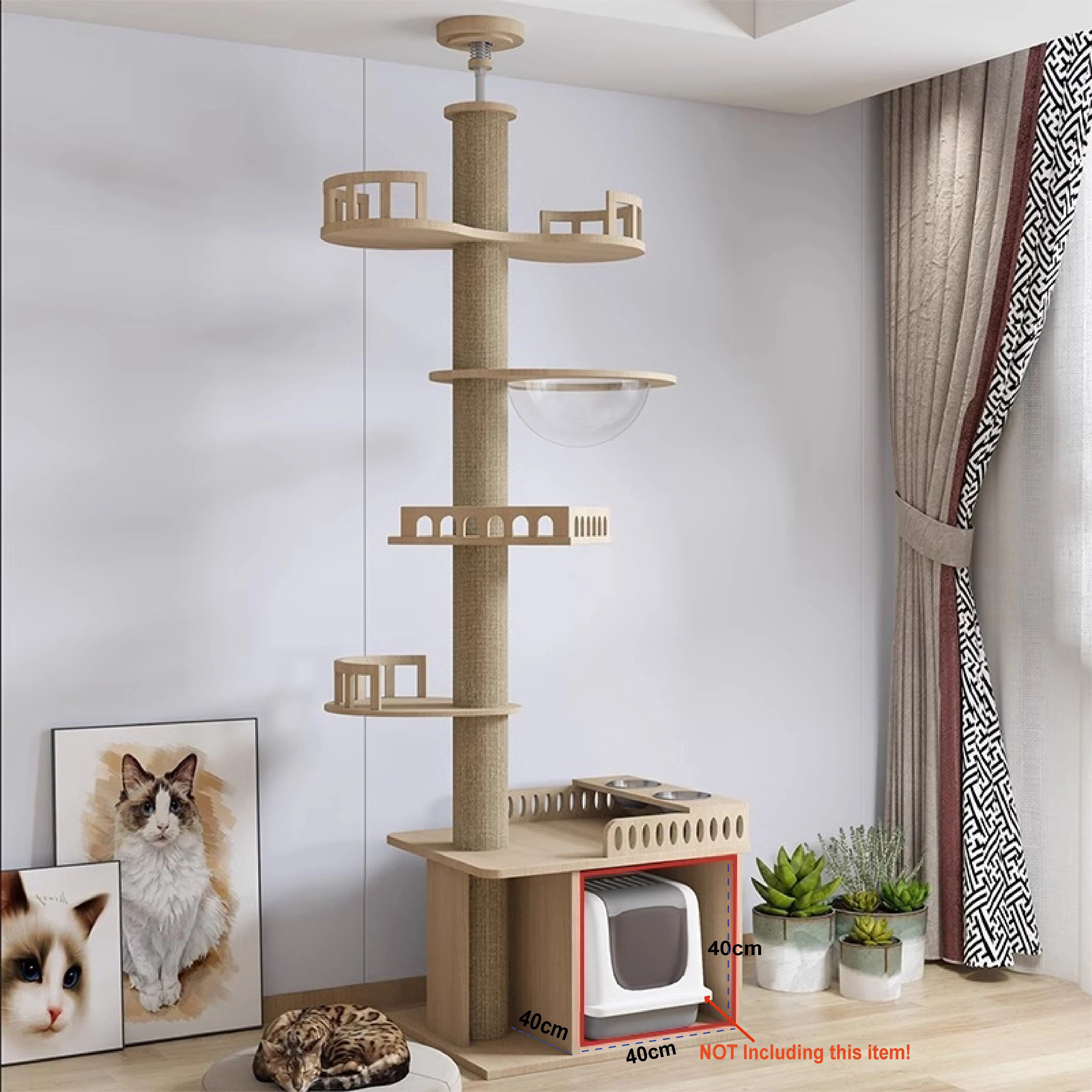 Casa para gatos ajustable, torre para gatos de piso a techo, condominio multinivel con rascador y hamaca. Productos para mascotas.