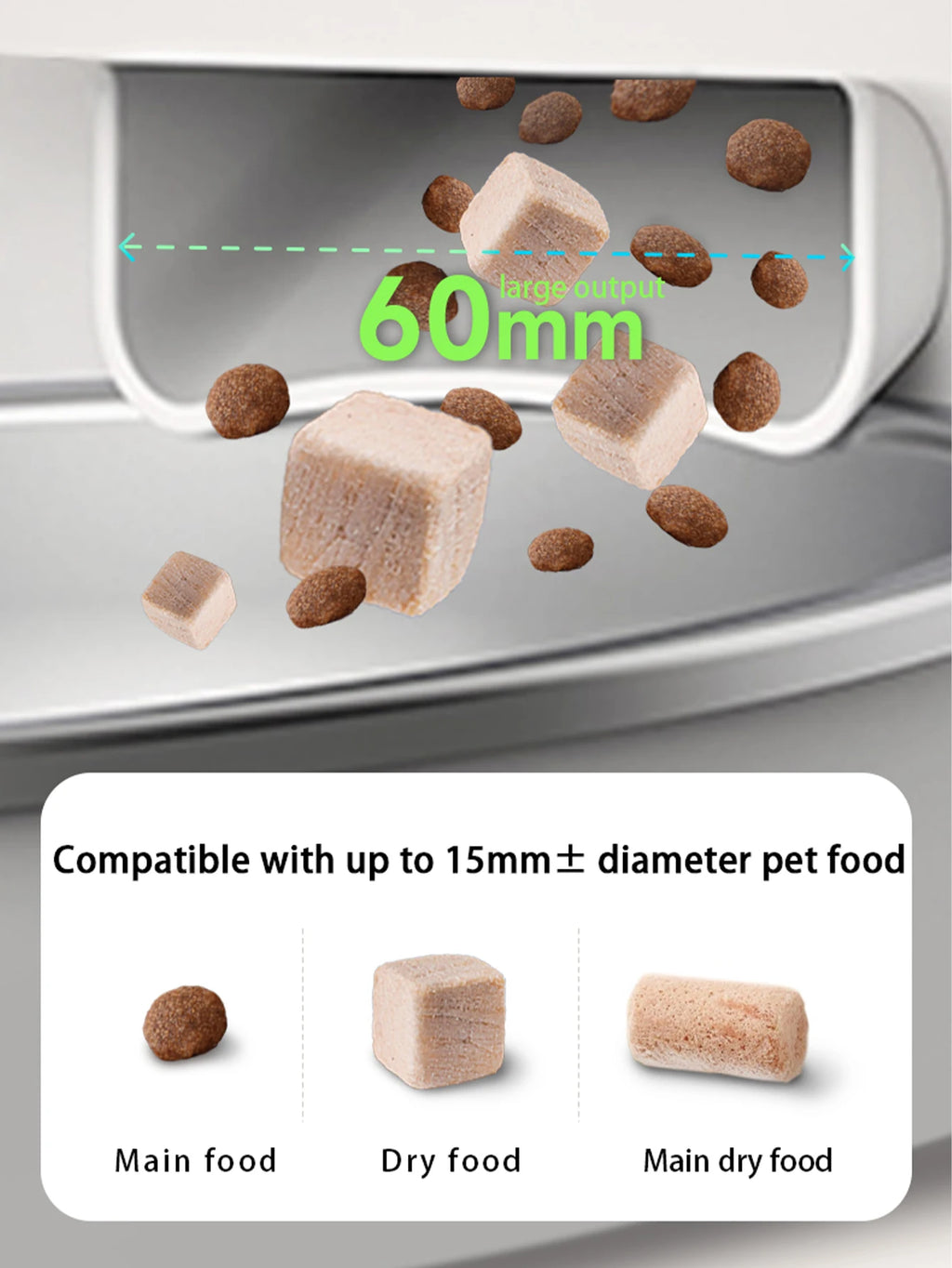 Dispensador automático de comida para gatos con cámara, control mediante la aplicación Tuya y conexión WiFi 2.4G/5G. Compatible con gatos y perros.