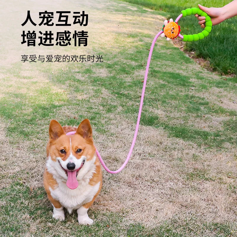 Correa para perro, nueva, hecha a mano, con dibujos animados, para pasear al aire libre.