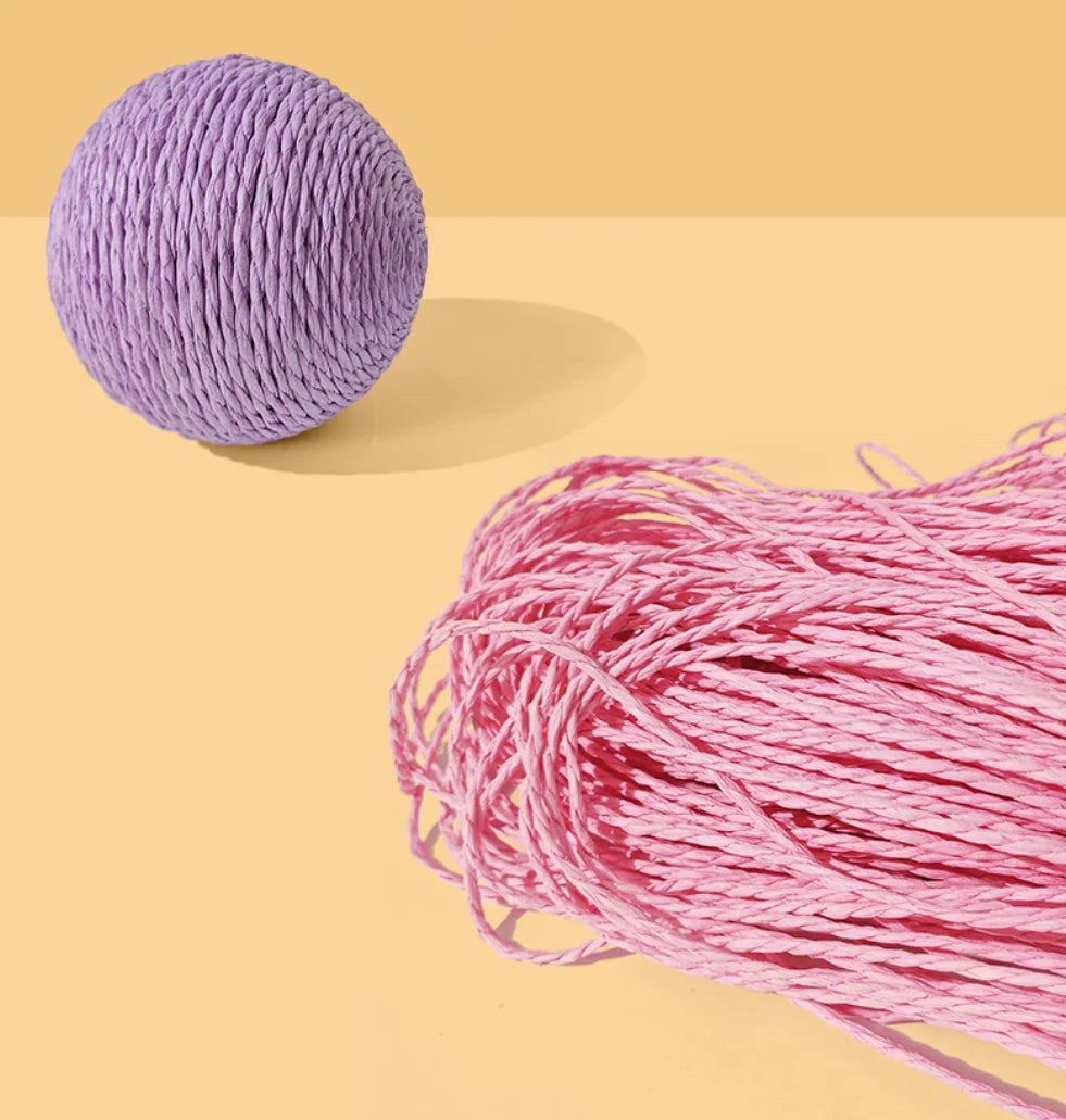 Pelota rascadora interactiva de sisal de 10 cm para gatos, ideal para limpiar los dientes de los gatitos. Pelota antimordeduras con sonido.