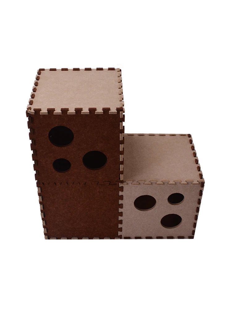 5 Color Splicing Cat Tunnel Foldable Felt Cat Scratcher Board Casual Comfort Pet Litter Duplex House for Interactive Cat Play