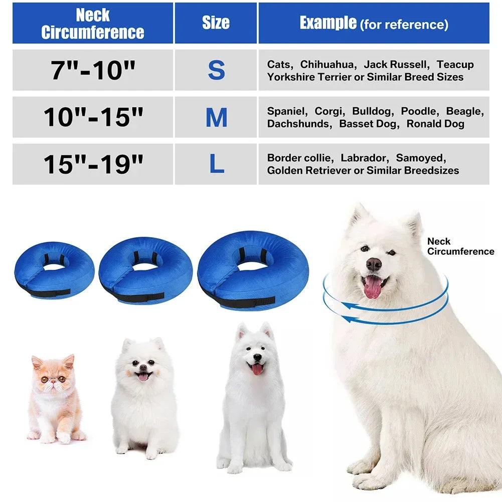 Cono postoperatorio para perros, collar protector inflable para recuperación de mascotas, cono suave para perros pequeños, medianos o grandes, y gatos.