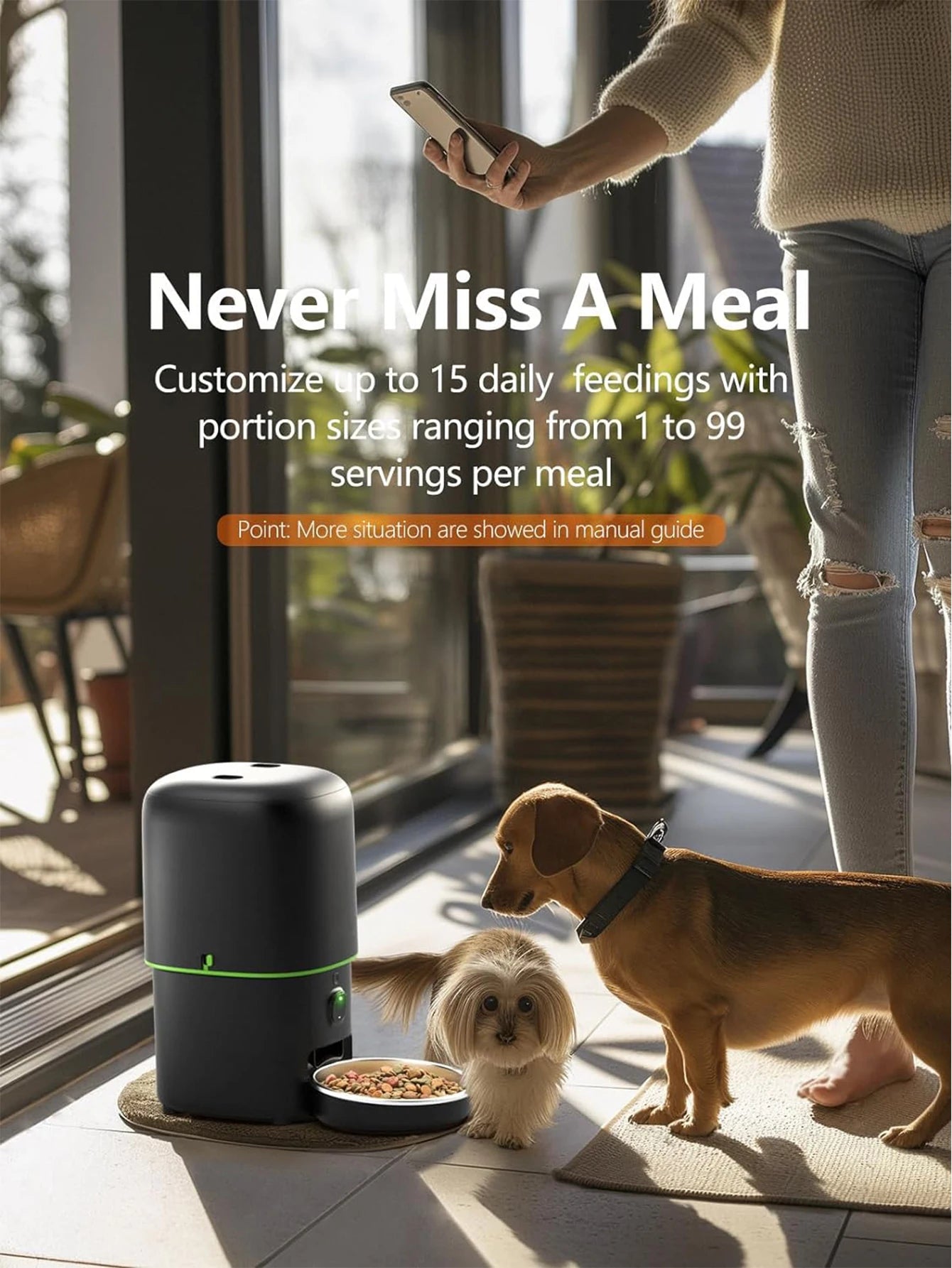 Dispensador automático de comida para gatos con cámara, control mediante la aplicación Tuya y conexión WiFi 2.4G/5G. Compatible con gatos y perros.