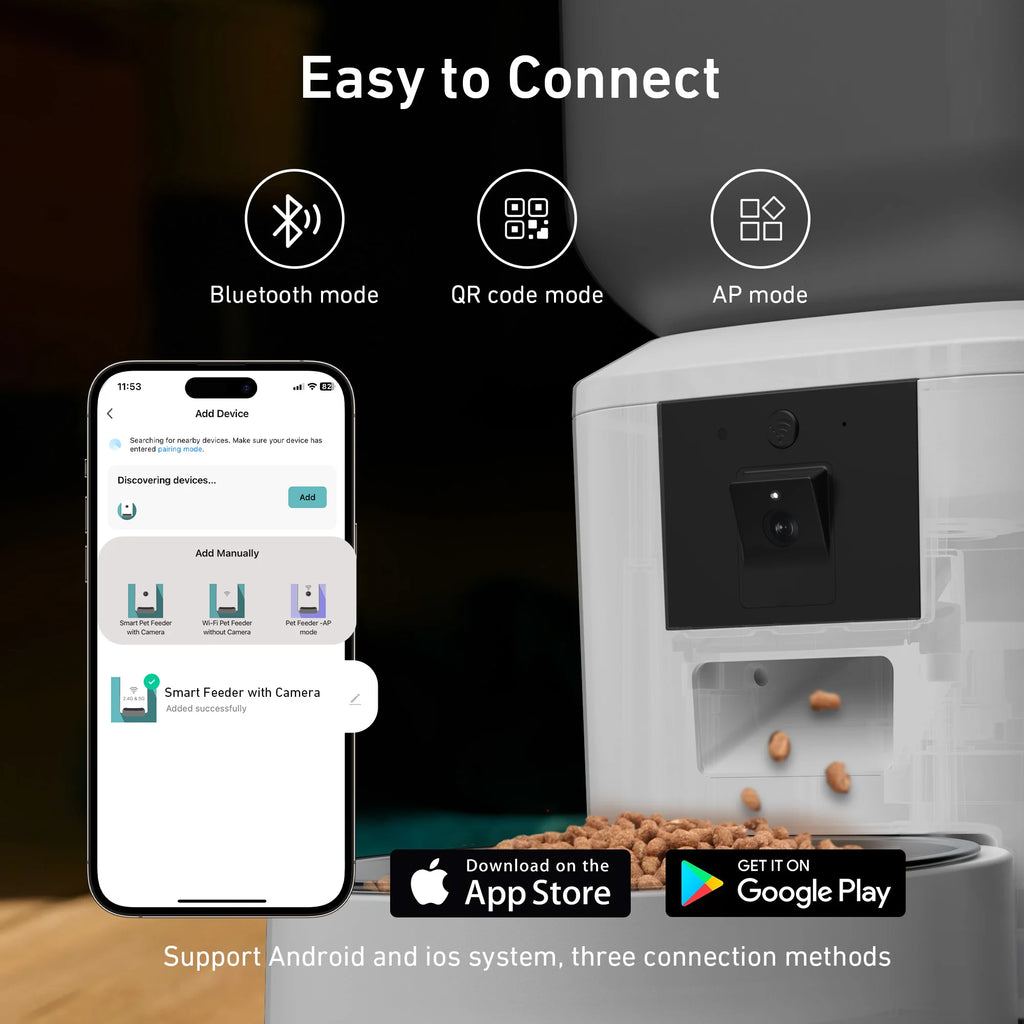 Dispensador automático de comida para gatos de 8 litros con cámara de vídeo 1080p, WiFi 5G, grabadora de voz inteligente para mascotas y aplicación Tuya.