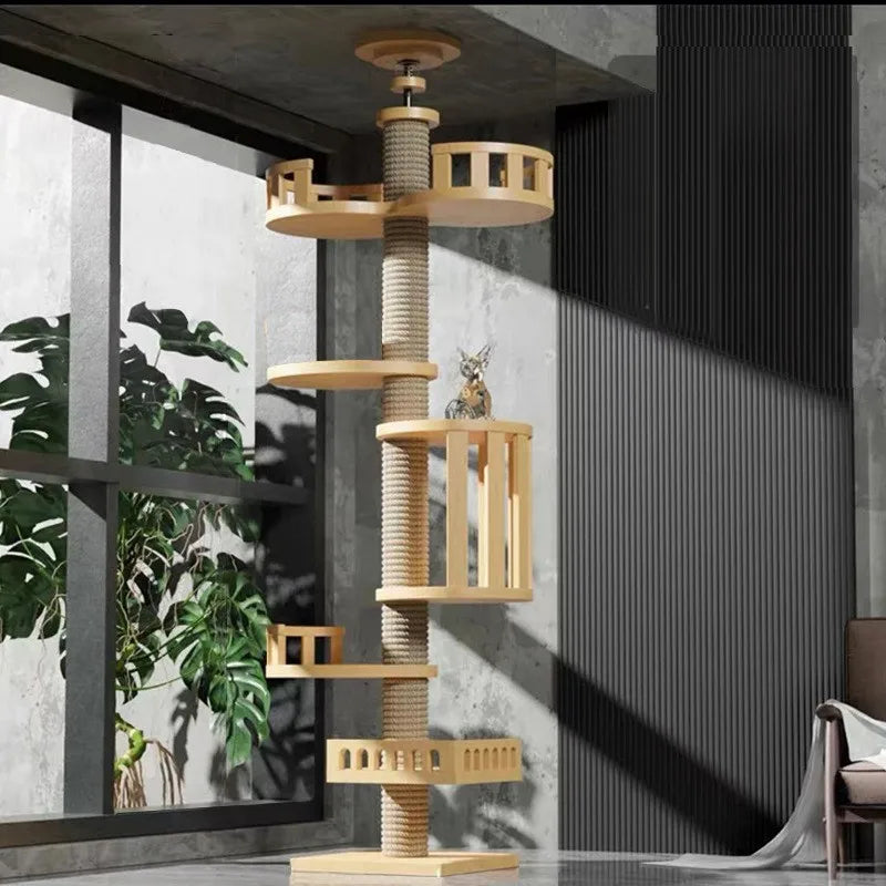 Casa para gatos ajustable, torre para gatos de piso a techo, condominio multinivel con rascador y hamaca. Productos para mascotas.