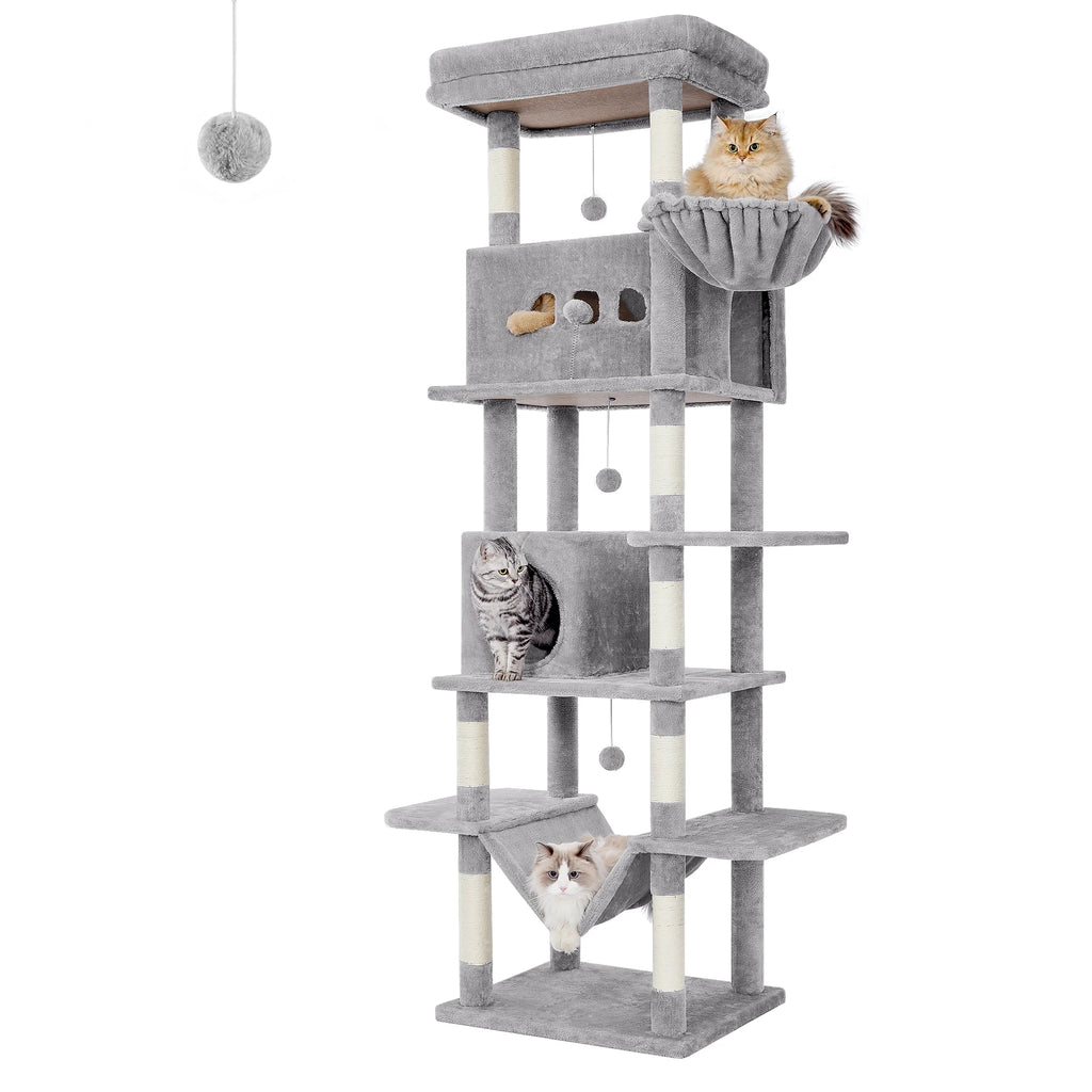 Árbol para gatos Hzuaneri de 210 cm, torre grande para gatos, varios niveles