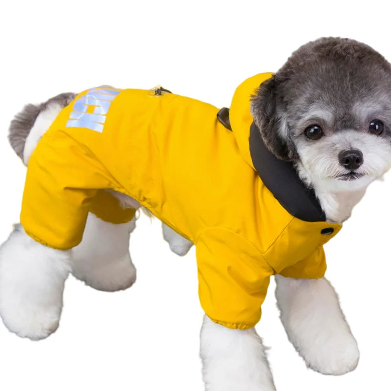 Mono impermeable para mascotas, ropa de invierno de forro polar para perros, abrigo con anilla en D