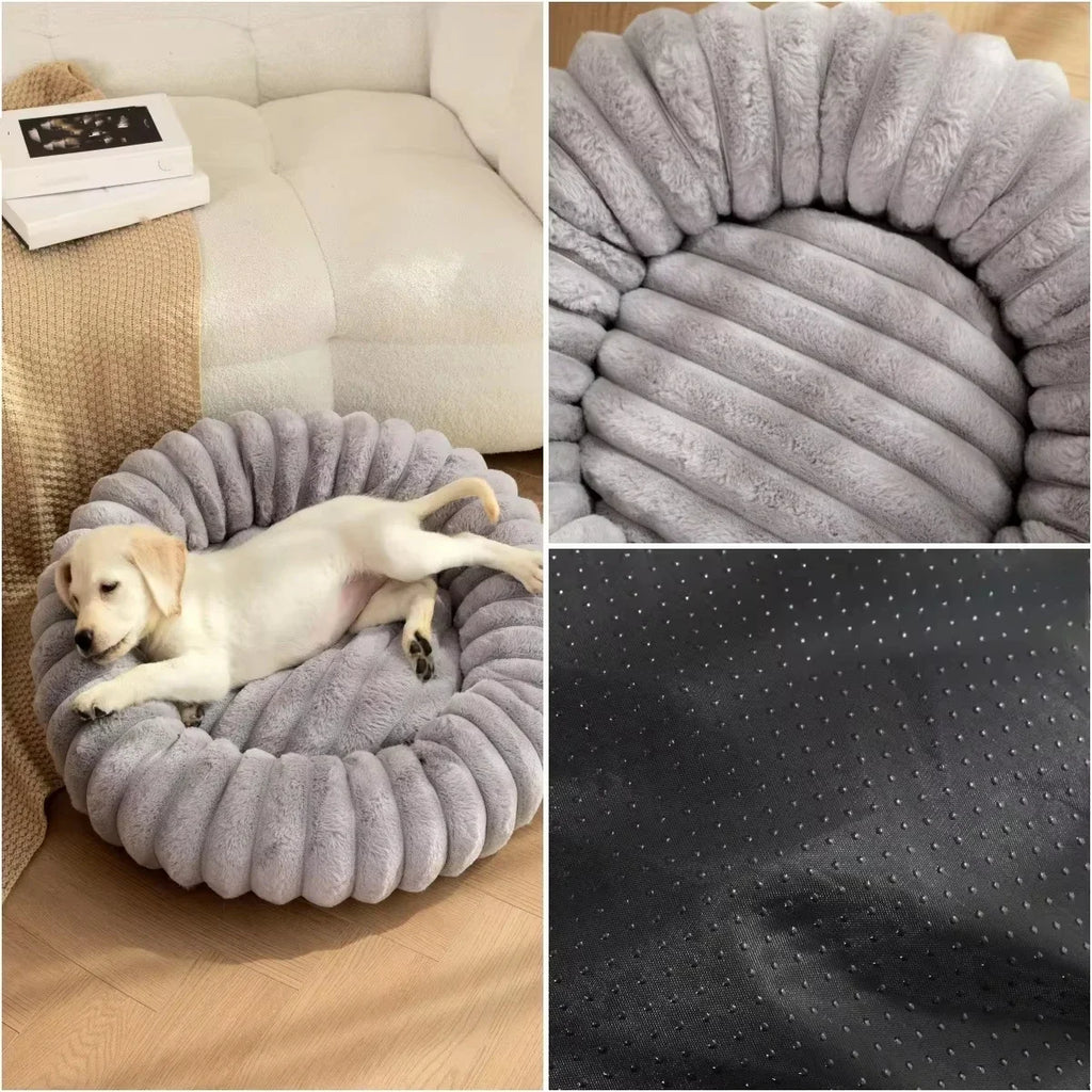 Cama redonda para mascotas de 40-70 cm, súper suave, tipo cama para gatos, casita de felpa larga para perros medianos, ideal para dormir en invierno.
