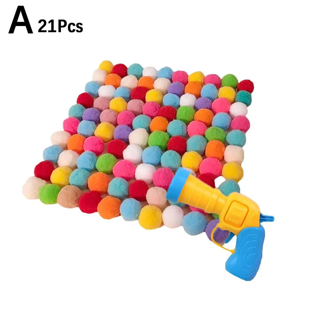 Juguete interactivo de lanzamiento para gatos con 20 pelotas para entrenamiento. Mini pistola de tiro para gatitos. Pelotas de peluche elásticas para mascotas.