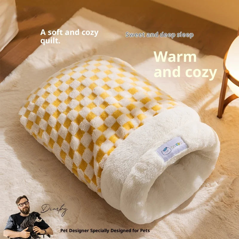 Cat sleeping bag Winter Portable Warm Feline Bed Cat Sleeping Bag Soft Fluffy Thickened Pet Pocket New Winter Pet Nests cat nest