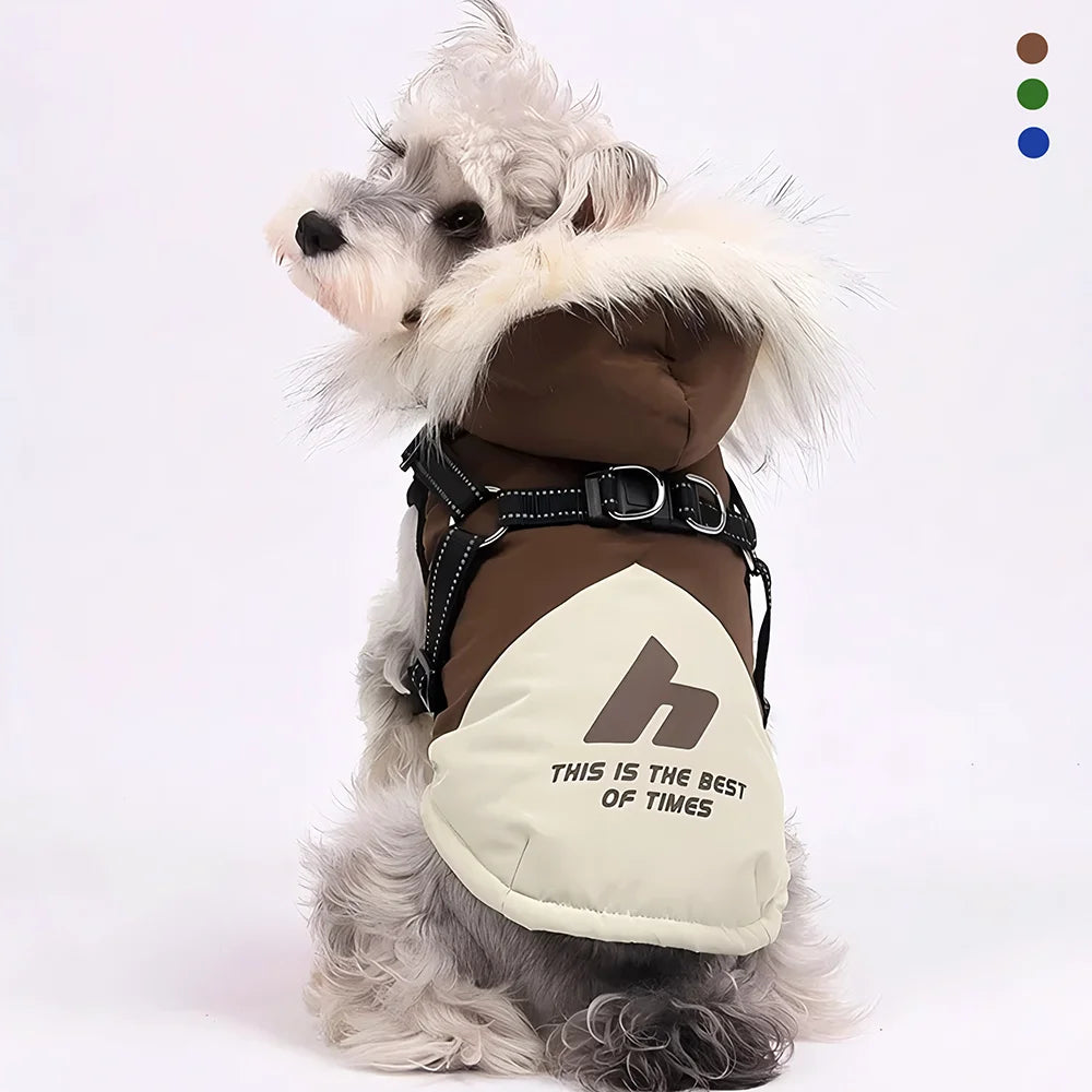 Abrigo de invierno cálido para mascotas, chaqueta con capucha de forro polar para cachorros