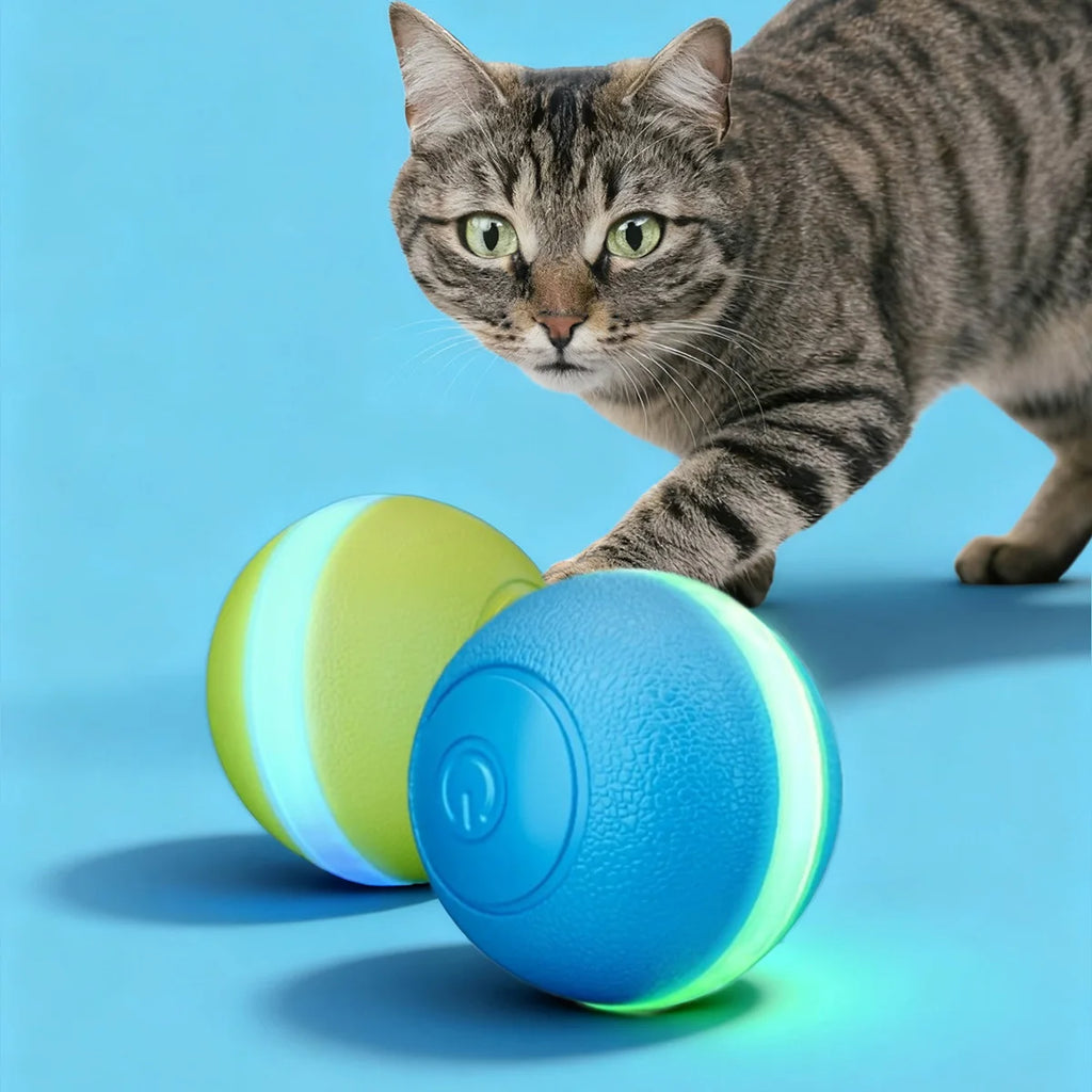 Pelota inteligente interactiva para gatos: juguete electrónico automático con luz LED para entretenimiento y entrenamiento.