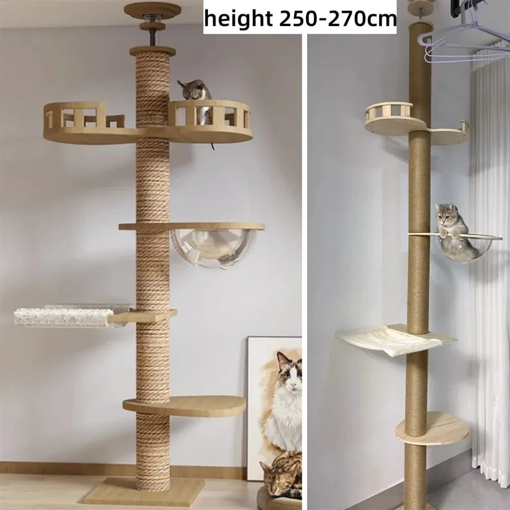 Casa para gatos ajustable, torre para gatos de piso a techo, condominio multinivel con rascador y hamaca. Productos para mascotas.