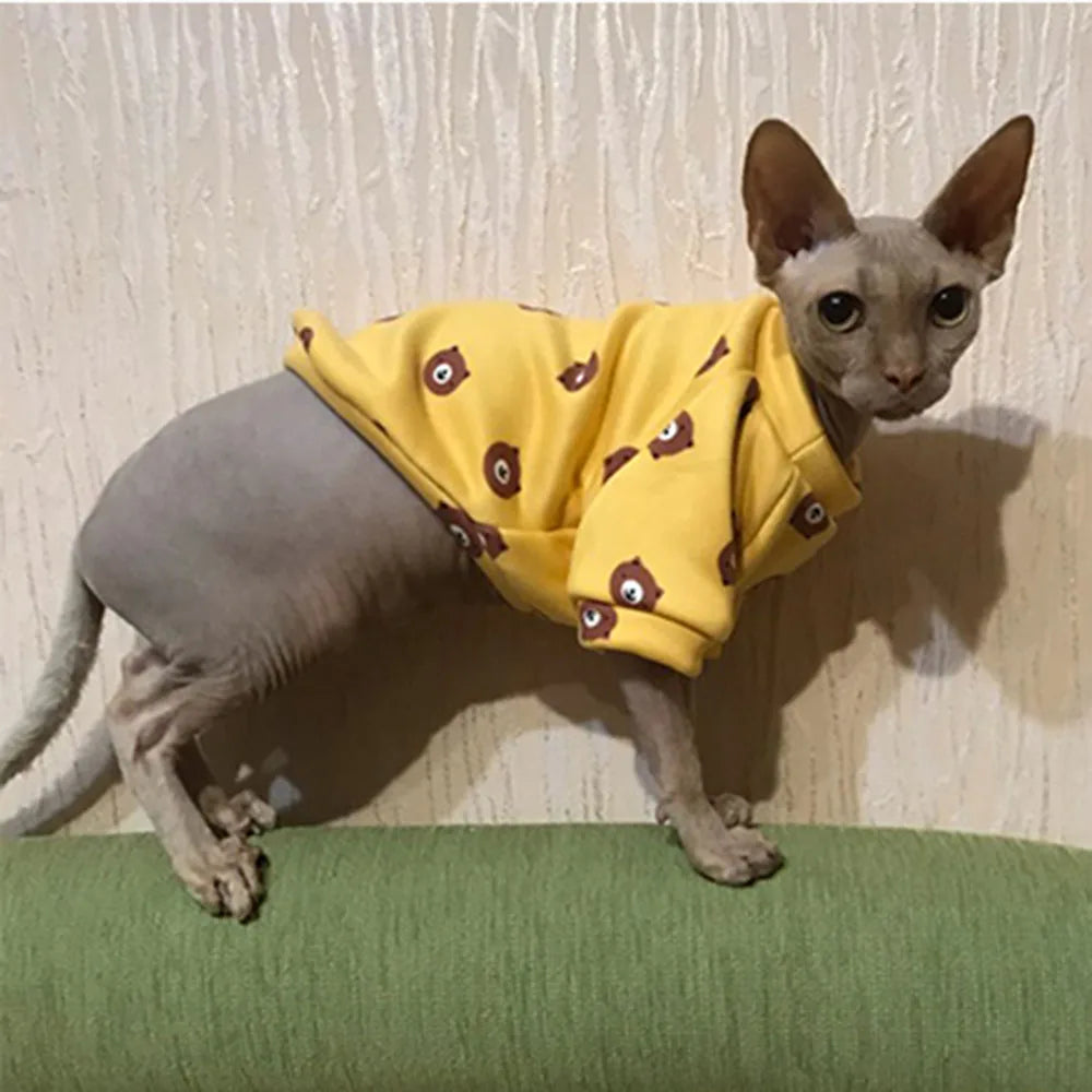 Ropa de invierno para gatos Sphynx, abrigo cálido de forro polar con capucha para cachorros y mascotas