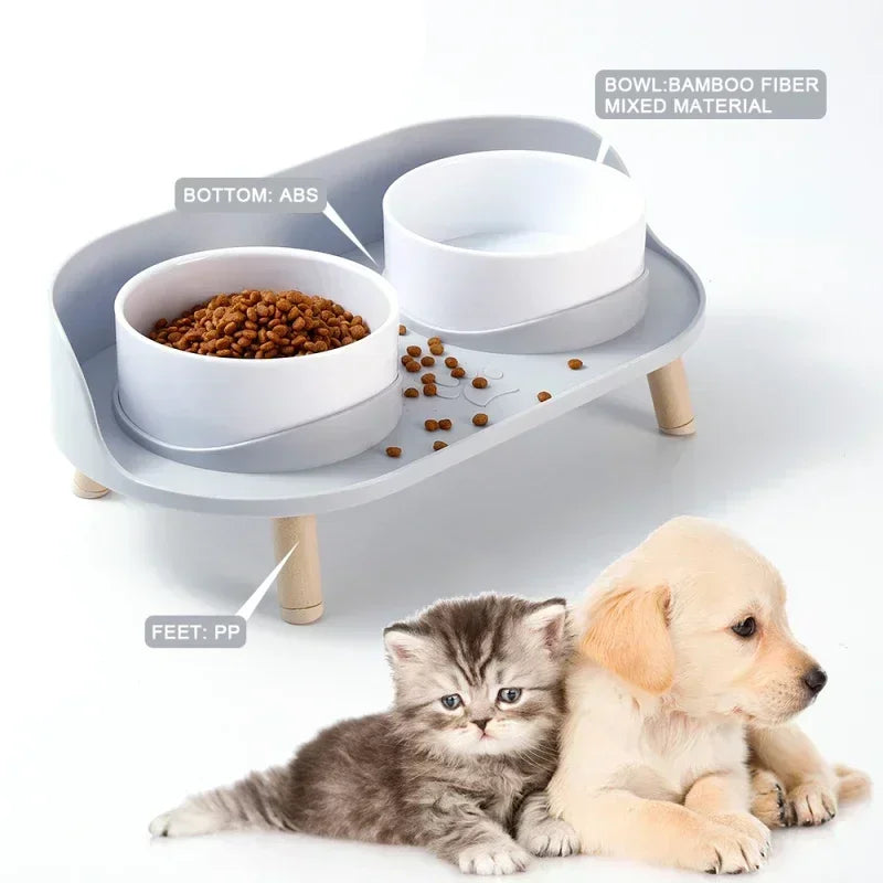 Comedero doble para gatos y perros, con altura ajustable. Bebedero elevado para gatos y perros.