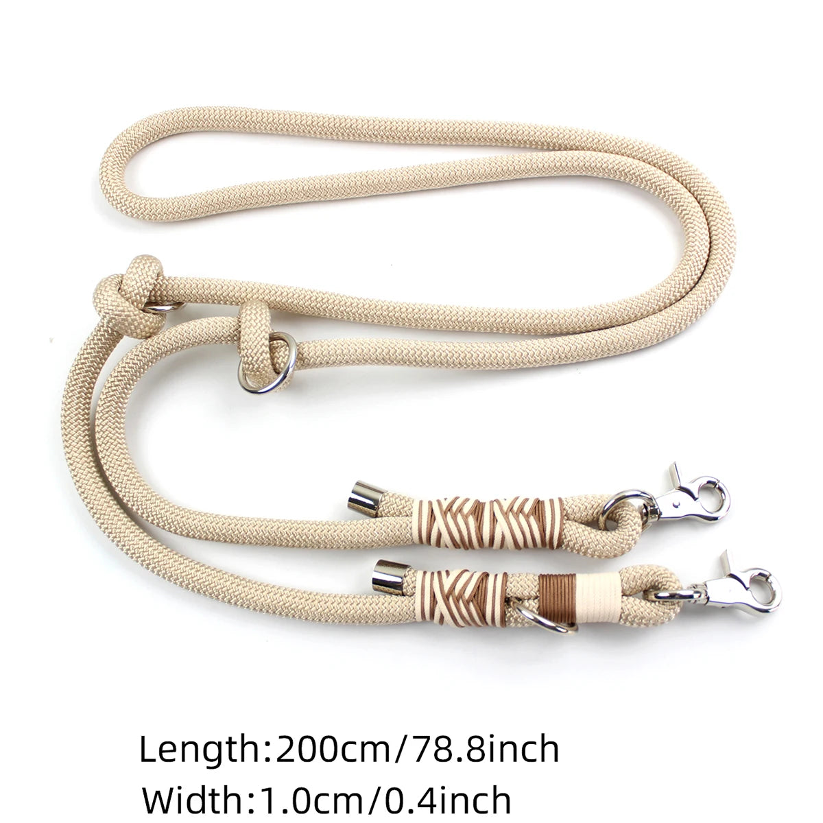 Correa trenzada de doble hebilla para perros, de color liso, multifuncional, tejida a mano, para paseos al aire libre con perros medianos y grandes.