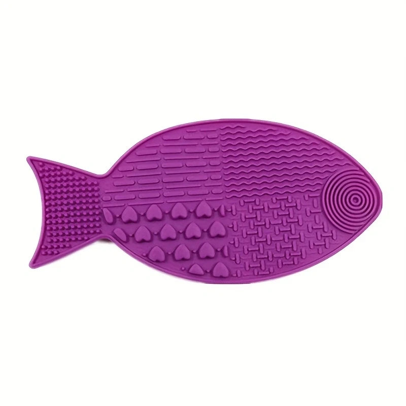 Tapete interactivo para lamer con forma de pez para gatitos con ventosas - Tapete de silicona SlowFeeder para alimentar mascotas y fomentar hábitos alimenticios saludables