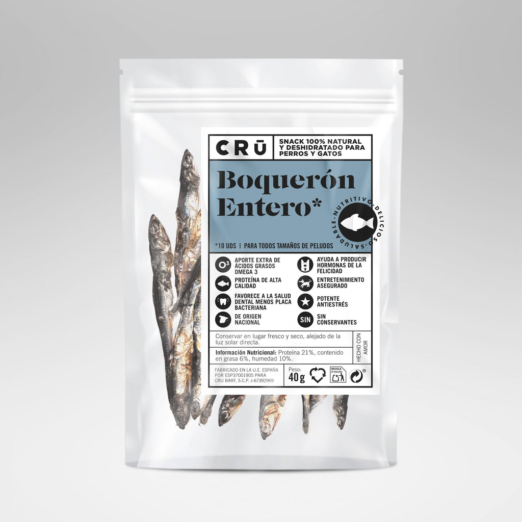 Snacks de Boquerones Enteros Deshidratados para Gatos y Perros - Snack 100% natural de Omega 3