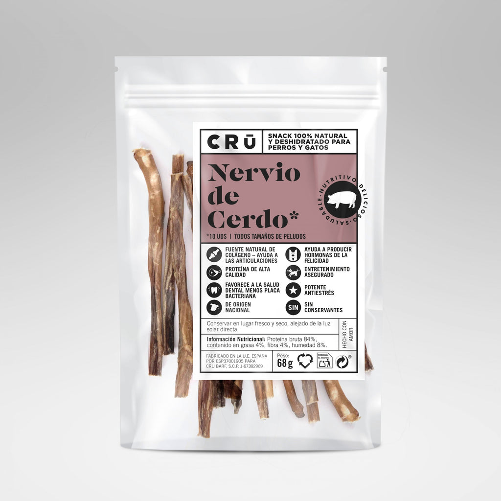 Snacks Nervio de Cerdo Deshidratado 100% Natural para Perro