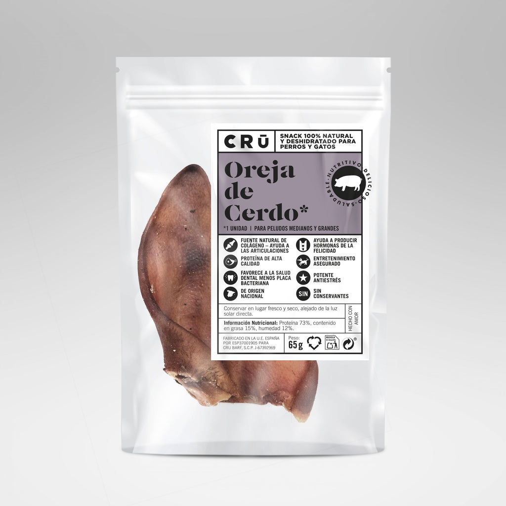 Snack Oreja de Cerdo Deshidratada 100% Natural para Perro