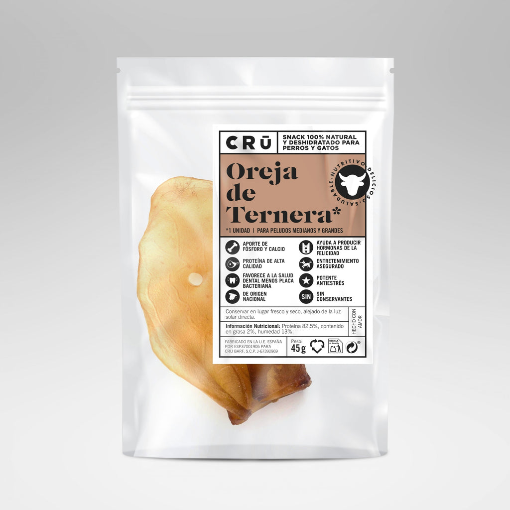 Snack de Oreja de Ternera Deshidratada 100% Natural para Perro